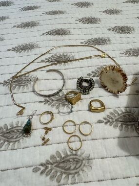 Mixed Gold & Silver Women’s Jewelry Set - Turquoise Accent